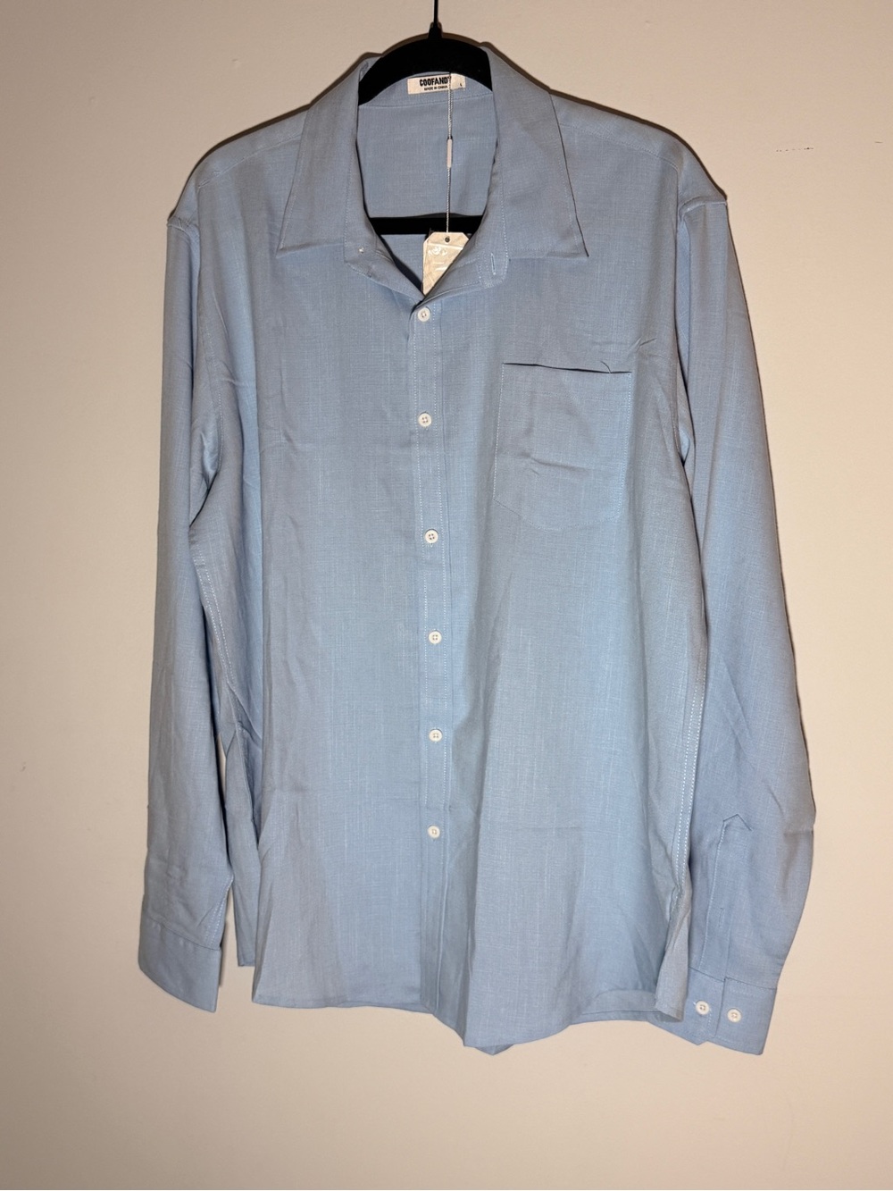 Men's Light Blue Long-Sleeve Dress Shirt - Relaxed Point Collar